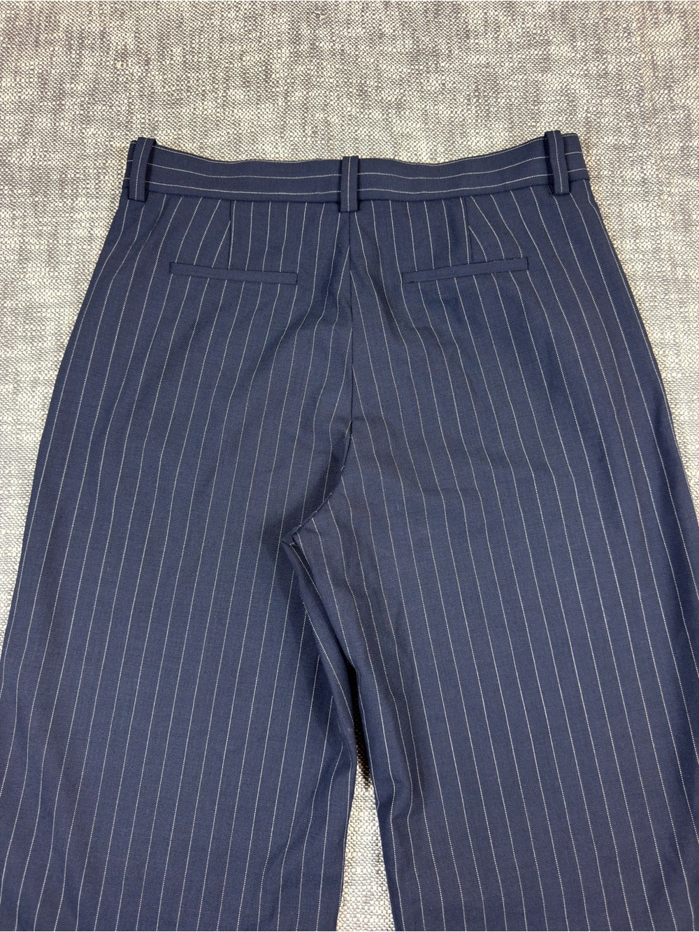MAJE Navy Pinstripe Wide Leg Trouser High-Rise sz 8 - Picture 11 of 14